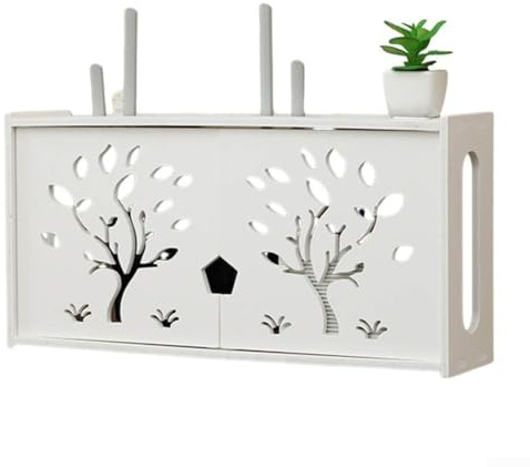 Tidgel Router rack Wall-mounted Floating WiFi Router Shelf,Large Wall-Mounted Wireless Router Rack, WiFi Storage Box Cable Organizer(B style)