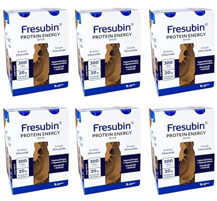 Fresubin PROTEIN ENERGY Drink Schokolade 24x200ml- Hochkalorische Trinknahrung mit 20g Eiweiß von Fresenius Kabi, 300 kcal pro Flasche, glutenfrei, ideal bei Mangelernährung und erhöhtem Proteinbedarf