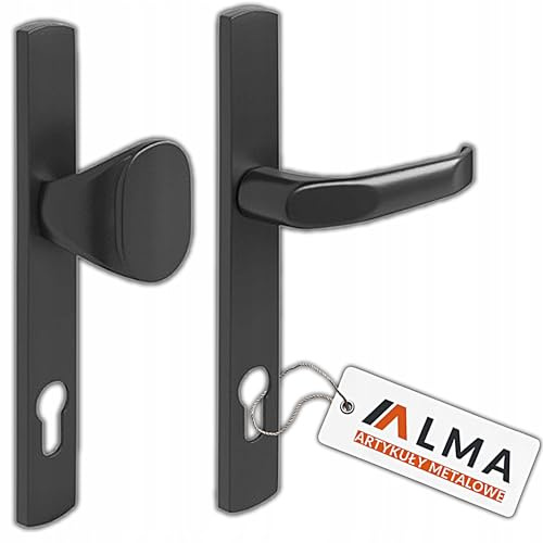 Alma Manufacturer Drückergarnitur GAP 90/32 mm Schwarz - Türdrücker und Knauf für schmale Türen - Wechselgarnitur für Gartentore und Eingangstüren - Türgriff Set aus Stahl