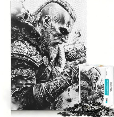 Warrior With Skull Goblet 1000 Piece Teenager Puzzles Mental Focus Game Precision Cut Smooth Edges Christmas Stocking Stuffer Game (38x52cm)