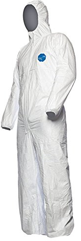 25 Stk. DuPont Tyvek 500 Xpert Chemikalienschutzkleidung mit Kapuze, Kategorie III, Typ 5-B und 6-B Robust und Leicht Weiß Größe XXXL