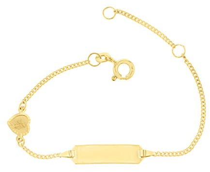 JC Schmuck 585 Gold Baby ID-Armband Kinder Goldarmband 14 cm mit Engel I Panzerflaches Armband mit Gravur I Gold Namensarmband I Babyarmband mit Namen I Kinderschmuck I 5.56049-99 -585