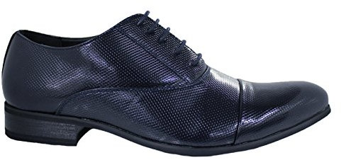 Scarpe uomo blu scuro vernice linea classica man's shoes top class eleganti cerimonia (40)