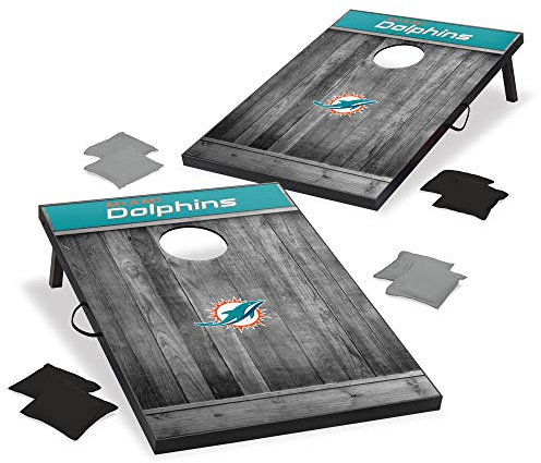 Wild Sports 2'x3' MDF Wood NFL Miami Dolphins Cornhole Set - Grey Wood Design