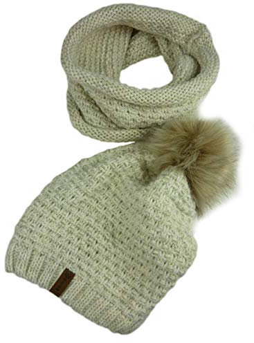 bags & more JOY 2 teiliges Damen Winterset Schal Mütze kuschelweiches Set (Veilo 38.03 beige)