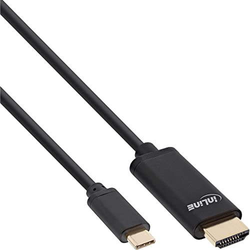 InLine 64112 USB Display Kabel, USB Typ-C Stecker zu HDMI Stecker (DP Alt Mode), 4K2K, schwarz, 2m