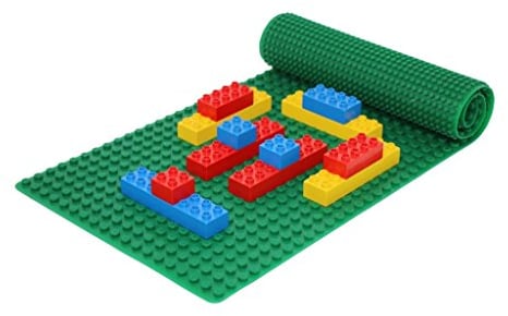 Beslo Hochwertige Baustein Matte aus Silikon I Doppelseitige Bauplatte Groß I Rollbare, Wasserfeste Grundplatte Kompatibel mit Lego Duplo I Flexible Platte BPA-frei, 30,5 x 80,5 cm Grün