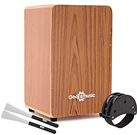 Cajon von Gear4music, Teak, mit Tasche und Zubehör