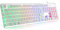 LANGTU Membrane Gaming Keyboard, Rainbow LED Backlit Quiet Keyboard for Office, USB Wired All-Metal Panel 25 Keys Anti-ghosting Computer Keyboard 104 Keys - L1 White/Silver
