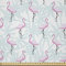 ABAKUHAUS Flamingo Stoff als Meterware, Palmen Rosa Vögel, Microfaser Multi Zweck Dekostoff für Kunsthandwerke, 3M (230x300cm), Mintgrün Hellrosa Schwarz