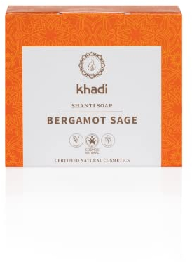 khadi BERGAMOT SAGE Shanti Soap Seife, Naturseife aus pflegender Sheabutter & Aloe Vera, 100% natürlich, pflanzlich, vegan, silikon- & sulfat-frei, Zertifizierte Naturkosmetik, 100g