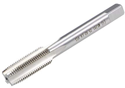 sourcing map Taraud Machine Métrique Gauche Filetage M12 Pas 1.25 H2 4 Flûtes Acier Rapide