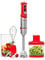 Mellerware - Frullatore a Immersione multifunzione Spiro! | 1000 W | Velocità regolabile + TURBO | Minipimer piccolo 3in1 | 4 lame | Acciaio Inossidabile | Tritaghiaccio | 3 accesori | Rosso