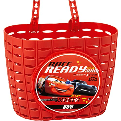 alles-meine.de GmbH Fahrradkorb/Korb - Cars - Auto - Lightning McQueen - mit Befestigung für Lenker vorne - Fahrrad Kinder - Mädchen Jungen - Bastkorb - universal auch für Roll..