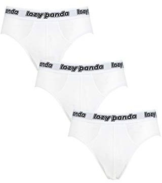 SockShop Lazy Panda Homme Slip en Bambou Paquet de 3 Blanc L