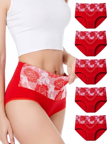 HAVVIS Women's High Waist Knickers Ladies Cotton Briefs Underwear Full Back Coverage Panties Plus Size Multipack