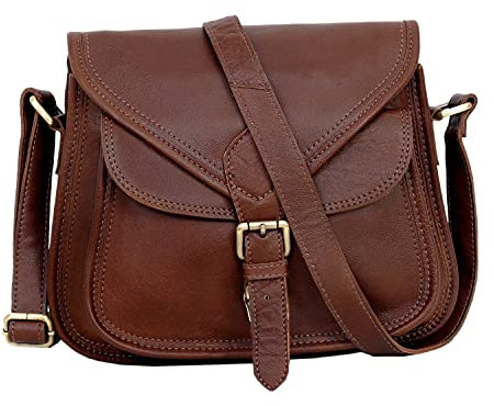 Dhk Devil Hunter Killer 25,4 cm Leder-Geldbörse Damen Schultertasche Crossbody Satchel Damen Tote Reisegeldbörse Echtes Leder (Sattelbraun)