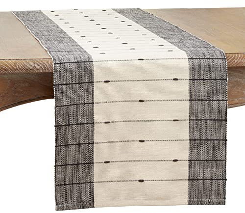 Saro Lifestyle Thin Stripe Table Runner, Black/White, 16x72