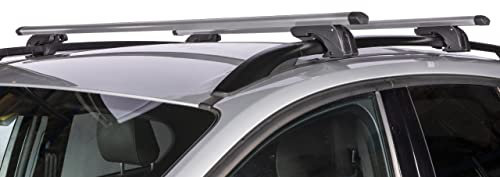 RIC-LION1 Aluminium Dachträger kompatibel mit Volkswagen Golf Plus von 2005 bis 2008 mit hohen Handläufen, offenem Geländer