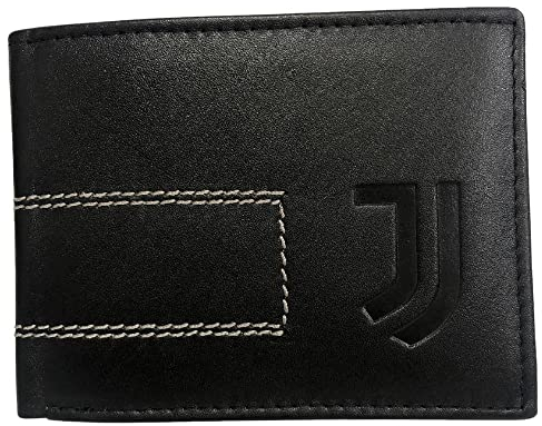 Juventus FC Herrengeldbörse aus Leder, Schwarz, kompakt, Fußballmannschaft, Dokumentenhalter, Münzfach, Karten, offizielles Produkt, Schwarz , Modern