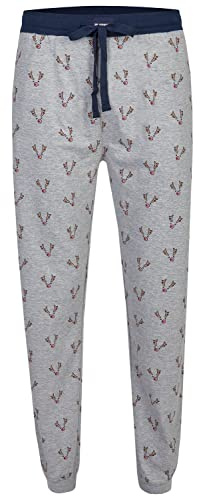 Happy Shorts Herren Jersey Pyjamahose Schlafanzughose Homewear Weihnachten grau Rentier - Reindeer