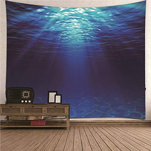 Banemi Wandteppich Psychedelisch, Teppich Kinder Blau Sonnenlicht Auf Dem Wasser Polyester Wandteppich Schlafzimmer Dekor 260x240CM