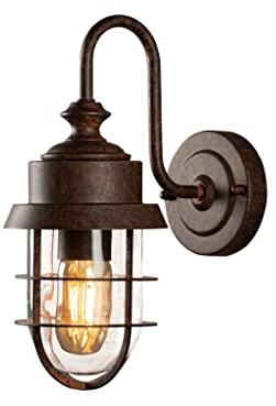 Konstsmide Cerignola Wandleuchte | E27 | rostfarben | Stahl/klares Glas | 7351-970, 14 cm (L)/31 cm (B)/21,5 cm (H)