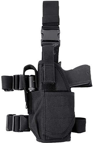Goldmiky Beinholster Pistolenholster, Einstellbare Tactical Airsoft Pistol Drop Bein Holster Tasche, Oberschenkel Tiefziehholster taktisch für rechtes Bein zum Jagdschießen Camping (Schwarz Linke)