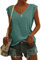 KOG Bluse Damen Elegant Ärmellose T-Shirt Shirt Casual Weiß Oberteile mit Flügelärmeln Frauen Schwarz Kleidung Frau Grau Sommer Shirts Top Damen V-Ausschnitte Tshirt Klamotten Grün L