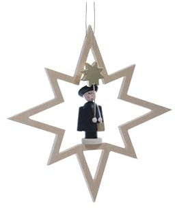 Rudolphs Schatzkiste Christbaumschmuck Holzstern mit Kurrendesänger/Stern ø 12,5 cm NEU