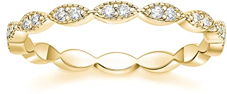 Zakk Eternity Ring Damen Vorsteckring Rosegold Silber Schmal Ewigkeitsringe Zirkonia Oval Milgrain Verlobungsringe Eheringe (Gelbgold,62 (19.7))