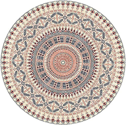ZOYIEP Teppich Rund Mandala Teppiche, Boho Runde Teppiche, Abwaschbar Baumwollteppich Rund Badteppich für Wohnzimmer Schlafzimmer Dekor (Stil B,40cm)