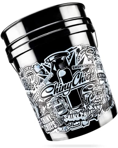 ShinyChiefs Wascheimer Black Out - Großer Wasch Bucket für Autowäsche aus robustem HDPE-Kunststoff - 20L Fassungsvermögen - mit hochwertigem Aufdruck - Auto-Wasch-Eimer schwarz