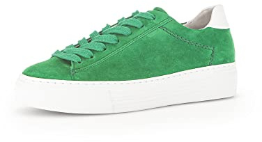 Gabor Damen Low-Top Sneaker, Frauen Halbschuhe,Wechselfußbett,Moderate Mehrweite (G),Freizeitschuhe,Turnschuhe,Verde/Weiss,39 EU / 6 UK