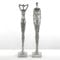 DESIGN DELIGHTS Moderne SKULPTUR Millenium | Mann & Frau, 2-teilig, Poly Kunststein, Silber 59 cm | Dekoobjekt, Dekofigur stehend, Statue