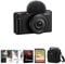 Sony ZV-1F Vlogging Camera, Black Bundle with Corel PC Software Kit, 32GB SD Card, Shoulder Bag