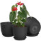 FIASON 20/23/25 cm Plant Pots, Plastic Plant Pots with Drainage Holes and Saucers, Flower Pots Suitable for Indoor and Outdoor Use(Black, Set of 3)
