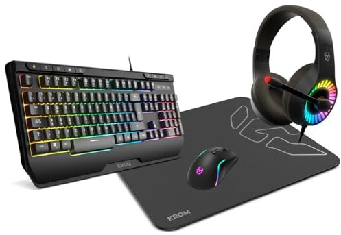 Kit gaming krom kenya 4 in 1 rgb auriculares / teclado / raton / alfombrilla