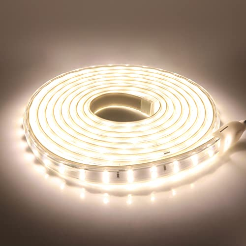 KISUFU 220V LED Streifen 2m,120 LEDs/m Doppelte Reihe LED Band CRI≥94,Wasserdichte,Superheller, flexibler LED Strip Lichtstreifen mit hoher Dichte für DIY-Festival-Dekoration zu Hause, Schlafzimmer