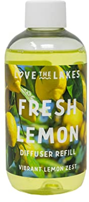 Love the Lakes Fresh Lemon Reed Diffuser Refill - 200ml | Vibrant Lemon Zest Fragrance | Made in England