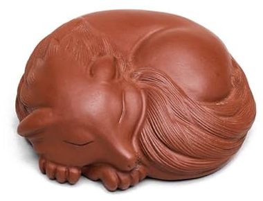 VITAU Handgemachte Skulptur Handwerk Kreative Lila Ton Fingerspitze Tee Haustiere Kleine Fuchs Statue Ornament Home Tee Set Dekoration Kunst Geschenk