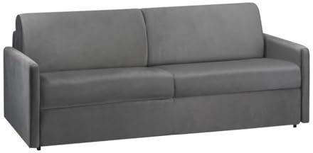 Vente-unique-Schlafsofa 4-Sitzer - Liegefläche: 160 cm - Matratzenhöhe: 22 cm mit Memory Schaum - Samt - Anthrazit - CALIFE