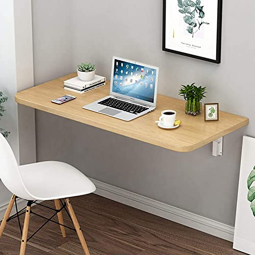 URBERY Klappbarer, an der Wand befestigter Werktisch, Klapptisch, Esstisch, Schreibtisch, an der Wand befestigter Bartisch aus Holz, Werkbank, Studiertisch, Zusammenklappbarer Block-Massivholztisch