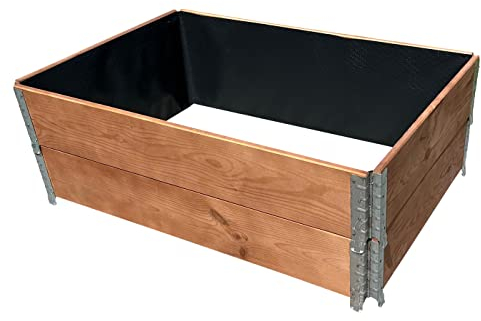 2 x Palettenrahmen NUSS Hochbeet PR12080NUNU aus Holz, 120x80x39 cm groß, faltbar, steckbar und stapelbar, Hochbeet für Garten, Obst, Pflanzen, Blumen, Gemüse und Kräuter (Nuss)