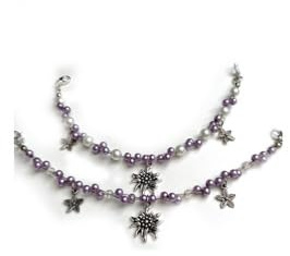 Jeanny Ld Schmuck Charivari Set mit Edelweiß in flieder