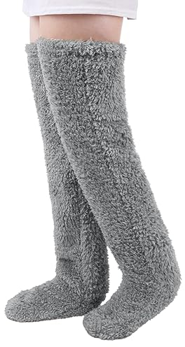 Thermal Fleece Leg Warmer Furry Thick High Boot Leg Knee Braces Leg Warmers Stocking Plush Warm Legging Socks Anti-slip Knee Pads Leg Sleeves Support Protector for Women Men Arthritis Pain Relief