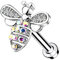 Taffstyle Piercing Stab Stecker Ohrpiercing Cartilage Ohr Tragus Helix Stud Lippe Labret Lippenpiercing Knorpel Barbell Ohrring Platte Glitzer Strass Biene Kristall 6mm Silber