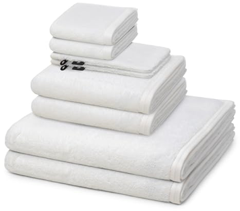 Vossen - 8 teiliges Frottier-Set - Vegan Life (2 X Wasch- 2 X Gäste- 2 X Dusch- 2 X Handtuch im Set) - 580 g/m2 - Baumwolle - Frottee - saugstark - weich und flauschig - Weiß