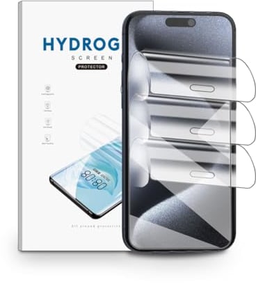 nvskvd Screen Protector for iPhone 15 Pro Max, 3 Pack TPU Hydrogel Film HD Clear Flexible, Support Fingerprint Unlock, High Sensitivity, Self-Healing (Not Glass)