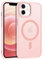 GUAGUA Coque pour iPhone 12/12 Pro Compatible avec MagSafe Protection Antichoc Qualité Militaire Dos Anti Rayures Étui Housse Arrière Translucide Givrée Anti-Empreintes Digitales,6.1'' (Crème Rosé)